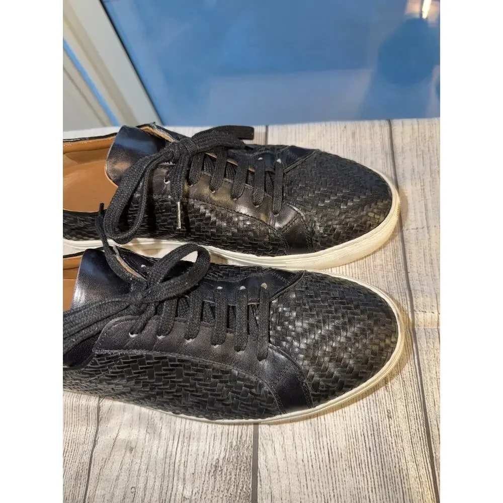 TAFT Sneaker Black Woven Leather EU 42 Low Top Men's Casual Lace-up Sneaker - Picture 3 of 11